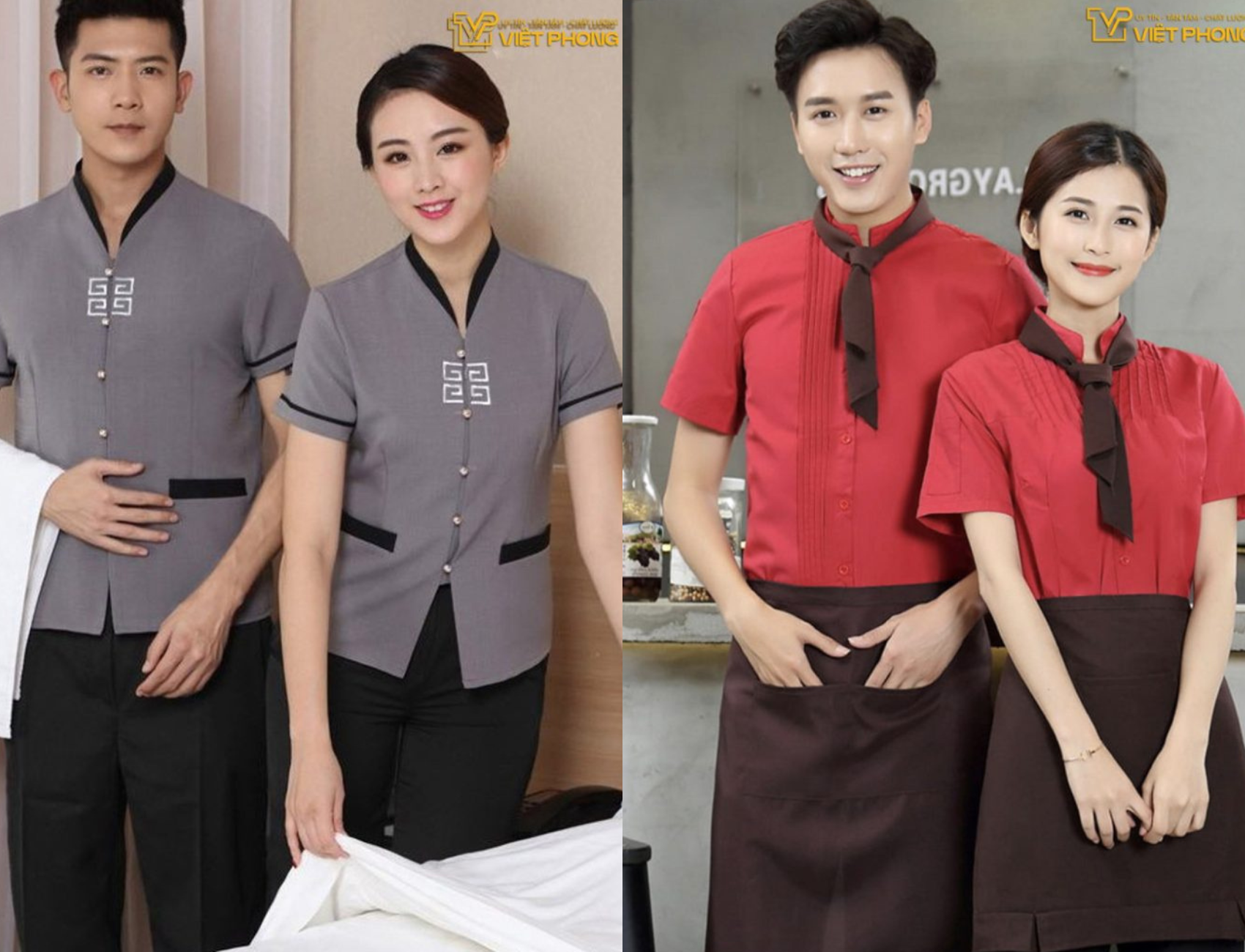 Mẫu đồng phục nhân viên nhà hàng - khách sạn sử dụng chất liệu vải cao cấp